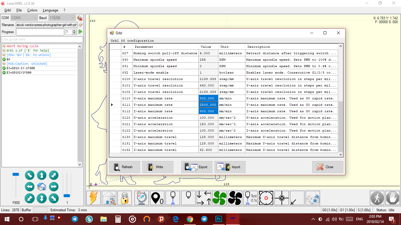 grbl conf v2.8.36的最大点动速度相关 #279 grbl conf v2.8.36的最大点动速度相关 #279