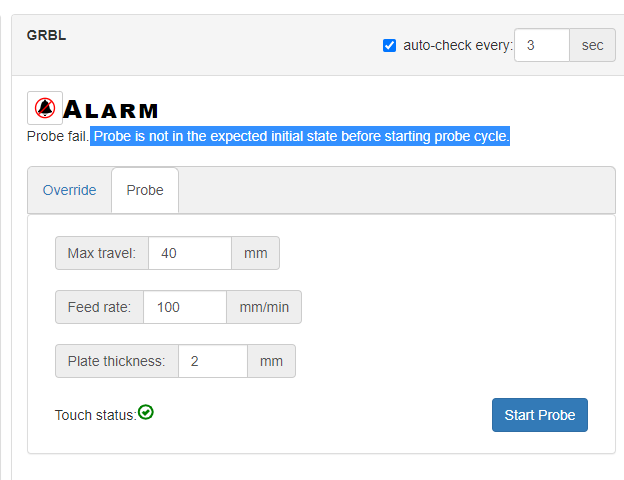 ALARM:4 探头故障。在开始探测循环之前,探测未处于预期的初始状态。 #969 ALARM:4 探头故障。在开始探测循环之前,探测未处于预期的初始状态。 #969