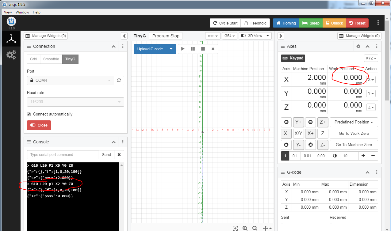 零输出工作偏移不适用于 TinyG #164