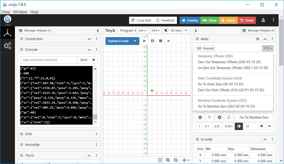 零输出工作偏移不适用于 TinyG #164 零输出工作偏移不适用于 TinyG #164