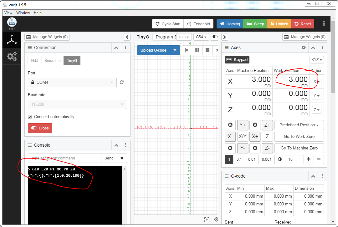 零输出工作偏移不适用于 TinyG #164