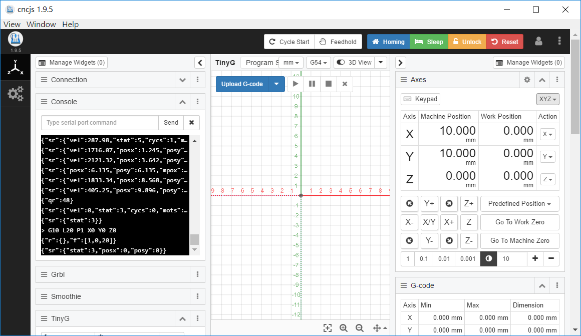 零输出工作偏移不适用于 TinyG #164 零输出工作偏移不适用于 TinyG #164
