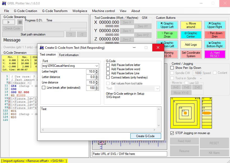 从文本 SVG/LFF 冻结 1.6.0 创建 G 代码 #212 从文本 SVG/LFF 冻结 1.6.0 创建 G 代码 #212