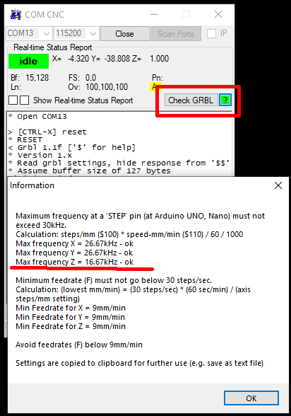 ERROR: Missing X real time status report per 10 seconds. Interval XXX. Correct baud rate? Try Marlin response #295 ERROR: Missing X real time status report per 10 seconds. Interval XXX. Correct baud rate? Try Marlin response #295